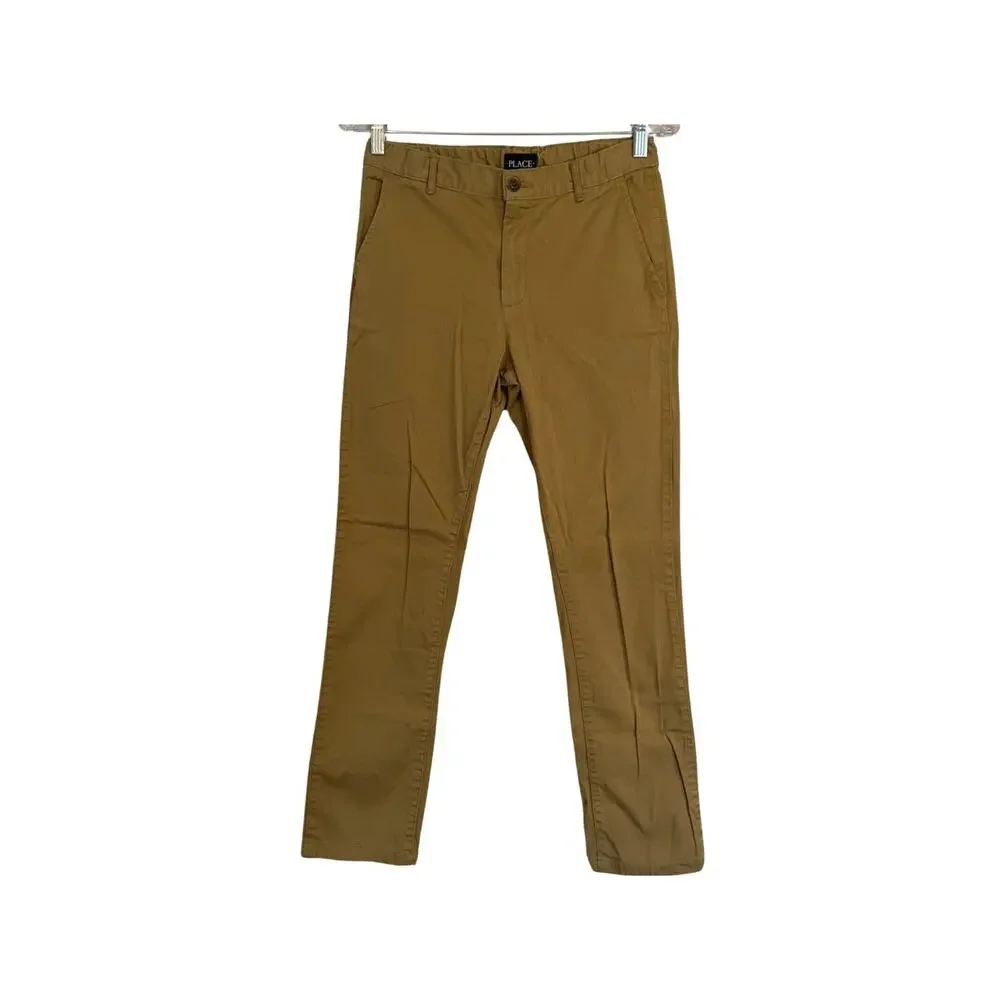 Childrens Place Pants Girls Size 16 Beige Cotton Chino Adjustable Waist Straight